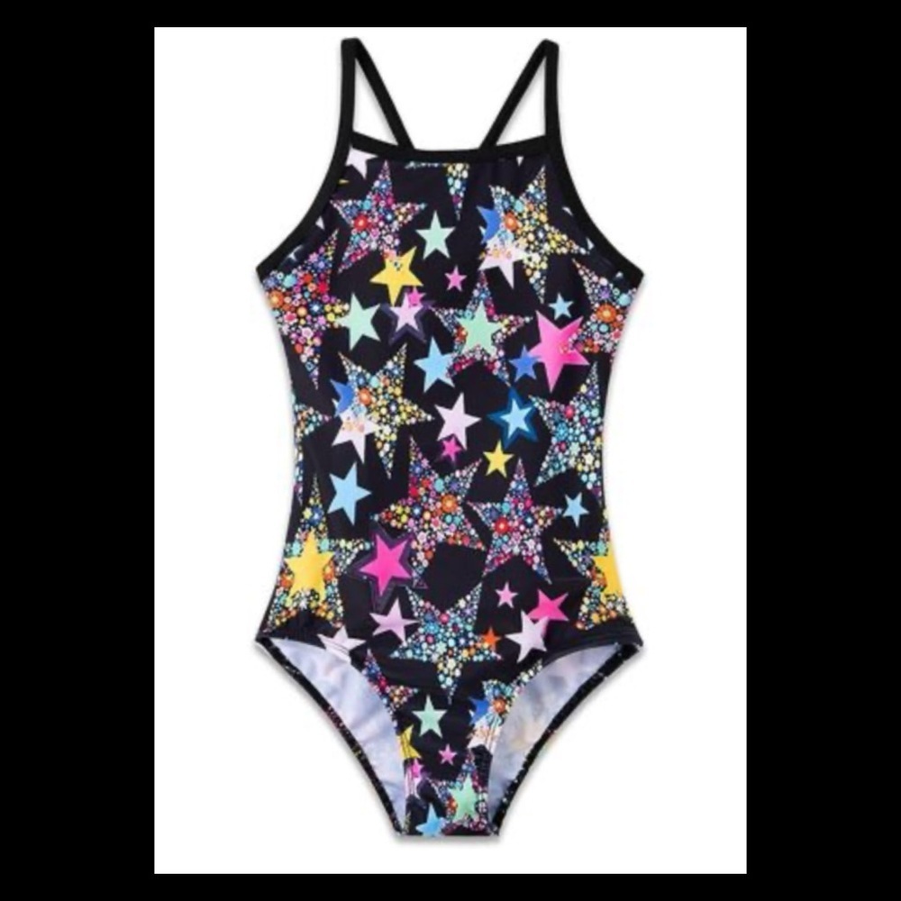 Little girls star, one piece swimsuit. 10